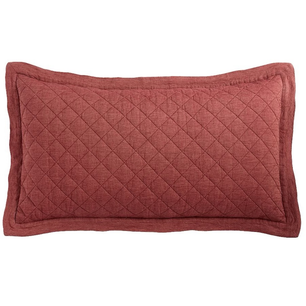 Pottery Barn Kind Size Belgian Flax Linen Diamond Quilted Sham 36” x20”